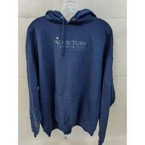 Your Turn Meditative Living Navy Blue Graphic Pullover Hoodie Sweatshirt Mens